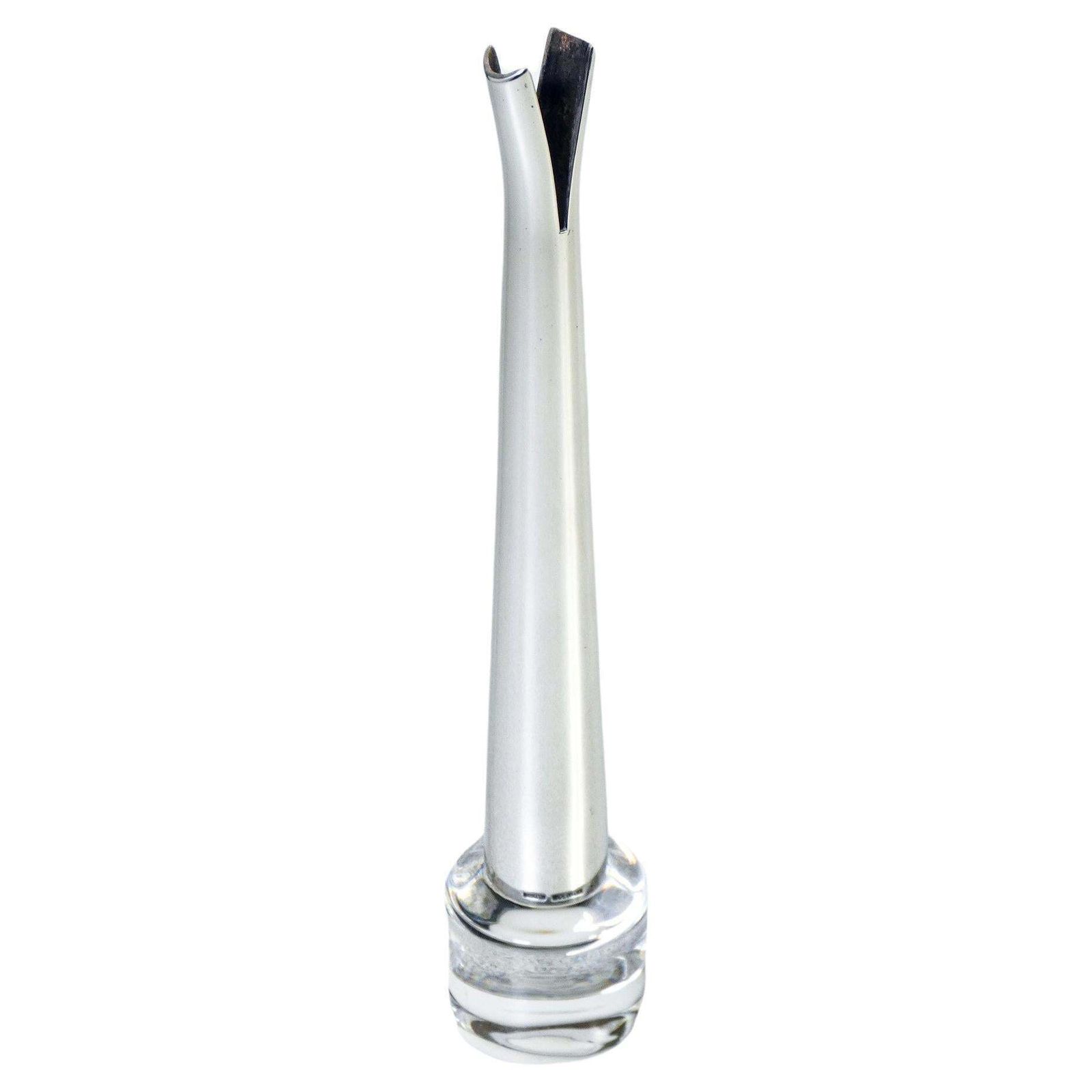 Moritz Vase, Design Lino Sabattini In Silvered Metal And Glass. Italy, 90s