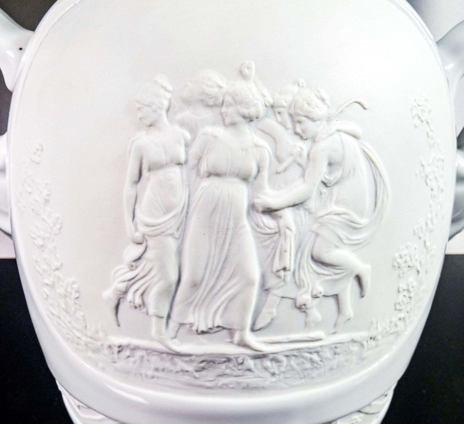 Limoges Vase Made Of Biscuit Ceramic And Enamel, With Bas Reliefs In Classical Style photo buy