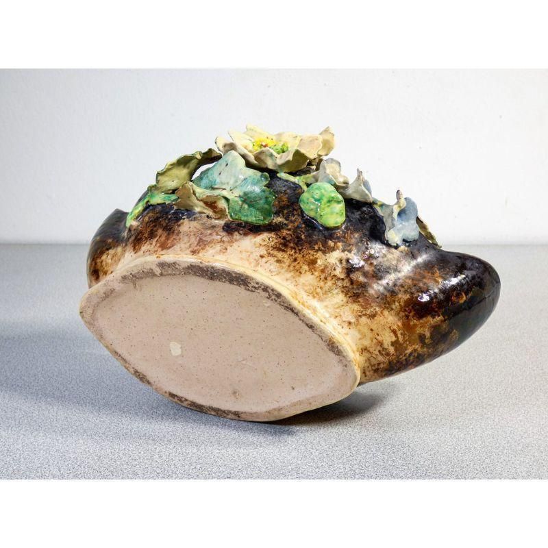 Cachepot Vase In Ceramic Barbotine, France, 1920s photo vintage