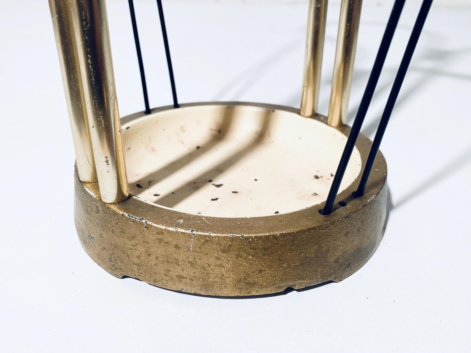 photo furniture 1950s Vintage Umbrella Rack / Brass Teak Mid Century Vintage Design