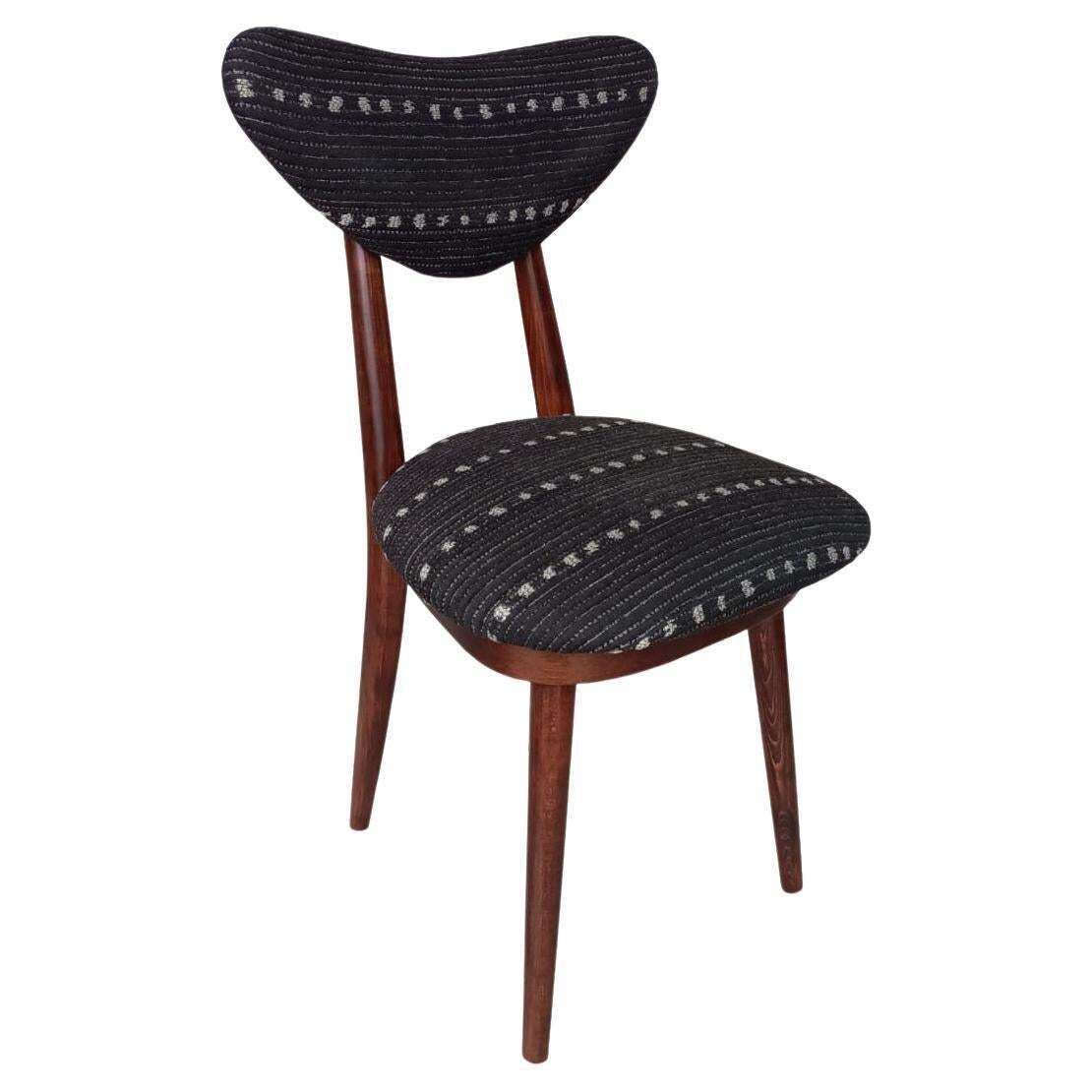 Mid Century Heart Chair In Black Perennials Dotty Fabric, Europe, 1960s