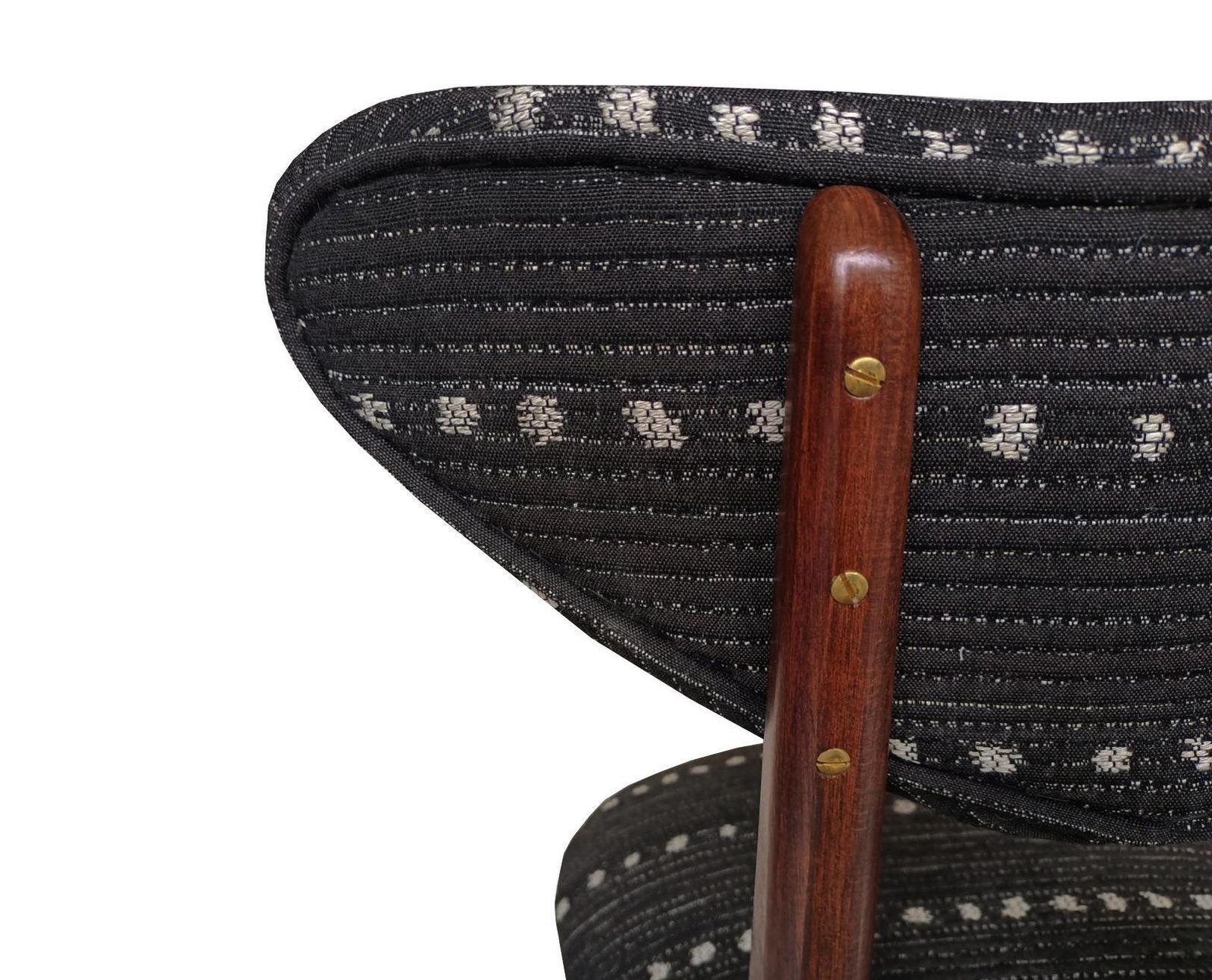Mid Century Heart Chair In Black Perennials Dotty Fabric, Europe, 1960s photo for sale