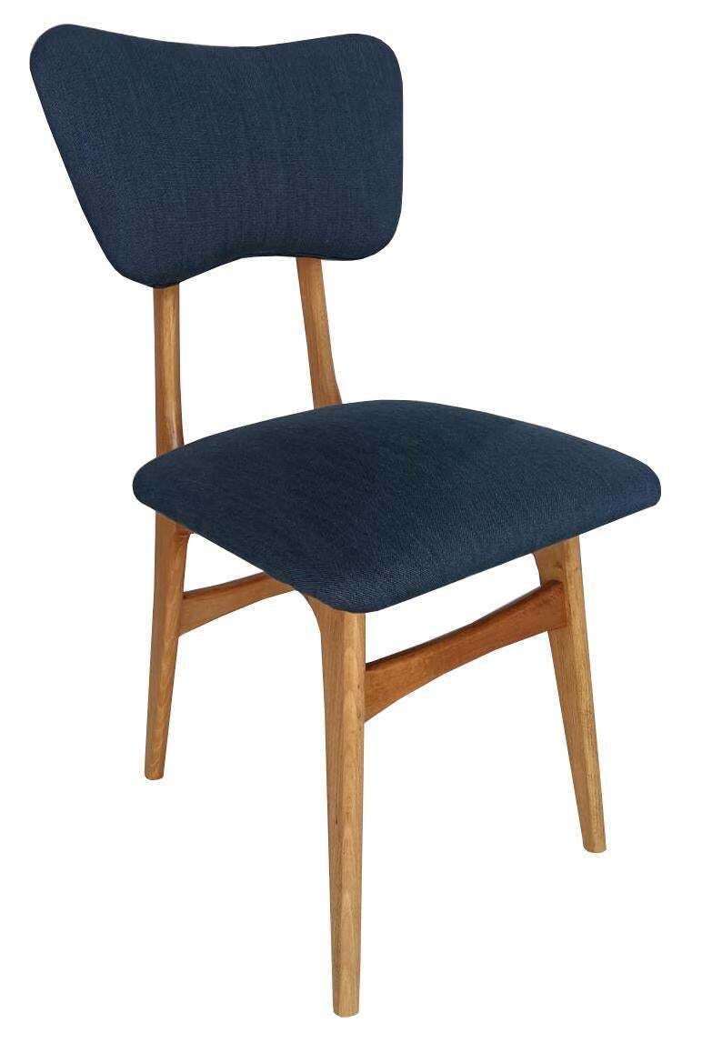 Eight Mid Century Butterfly Chairs, Indigo Pierre Frey Linen, Oak Wood, 1960 photo furniture