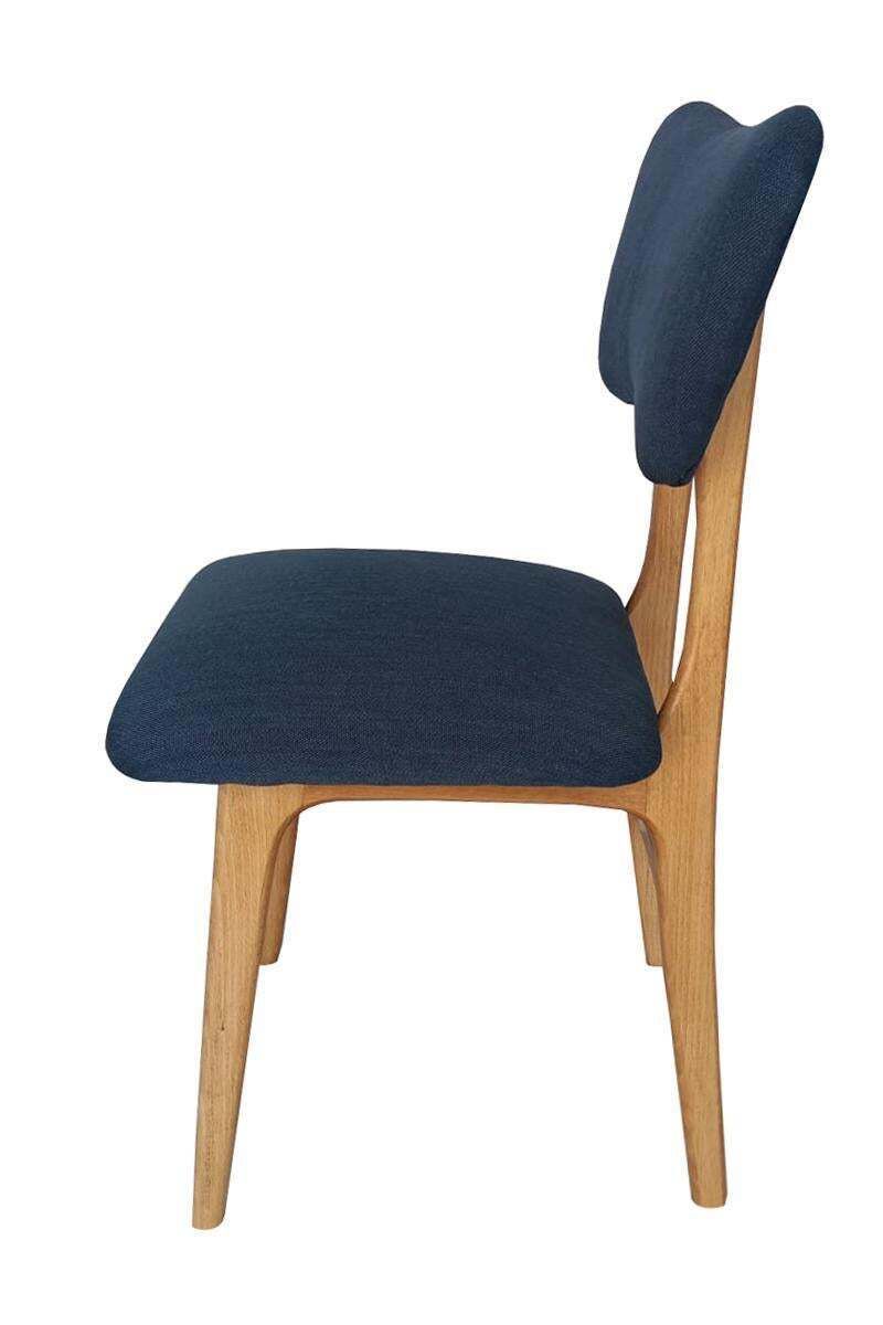 Eight Mid Century Butterfly Chairs, Indigo Pierre Frey Linen, Oak Wood, 1960 photo Furniture