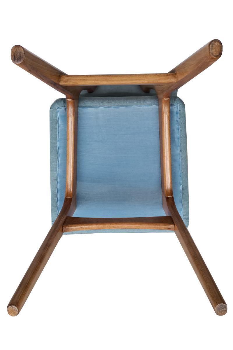Ten Mid Century Butterfly Chairs, Blue Pierre Frey Linen, Oak Wood, Europe, 1960 photo buy