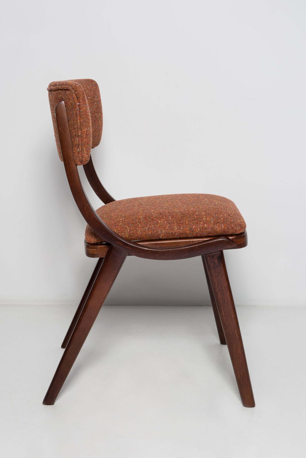 Set Van Vier Mid Century Modern Bumerang Stoelen, Oranje Mélange, Polen, Jaren 1960 photo vinterior