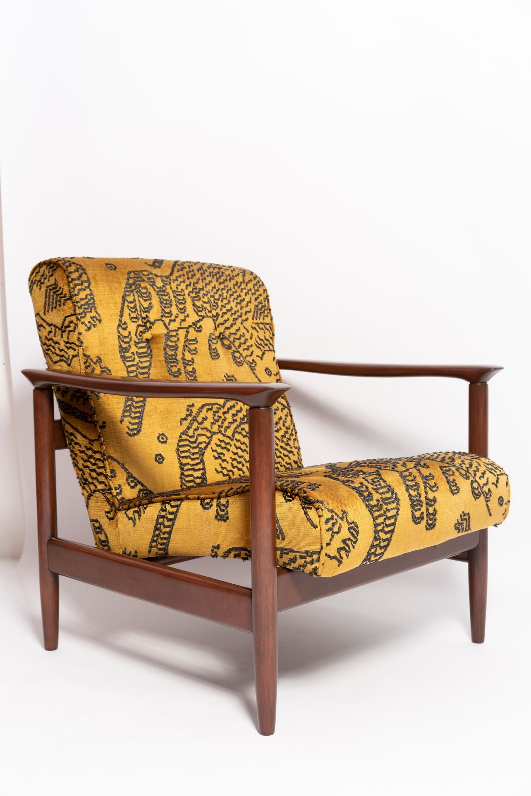 Mid Century Tiger Velvet Armchair, Gfm 142, Edmund Homa, Europe, 1960s photo buy