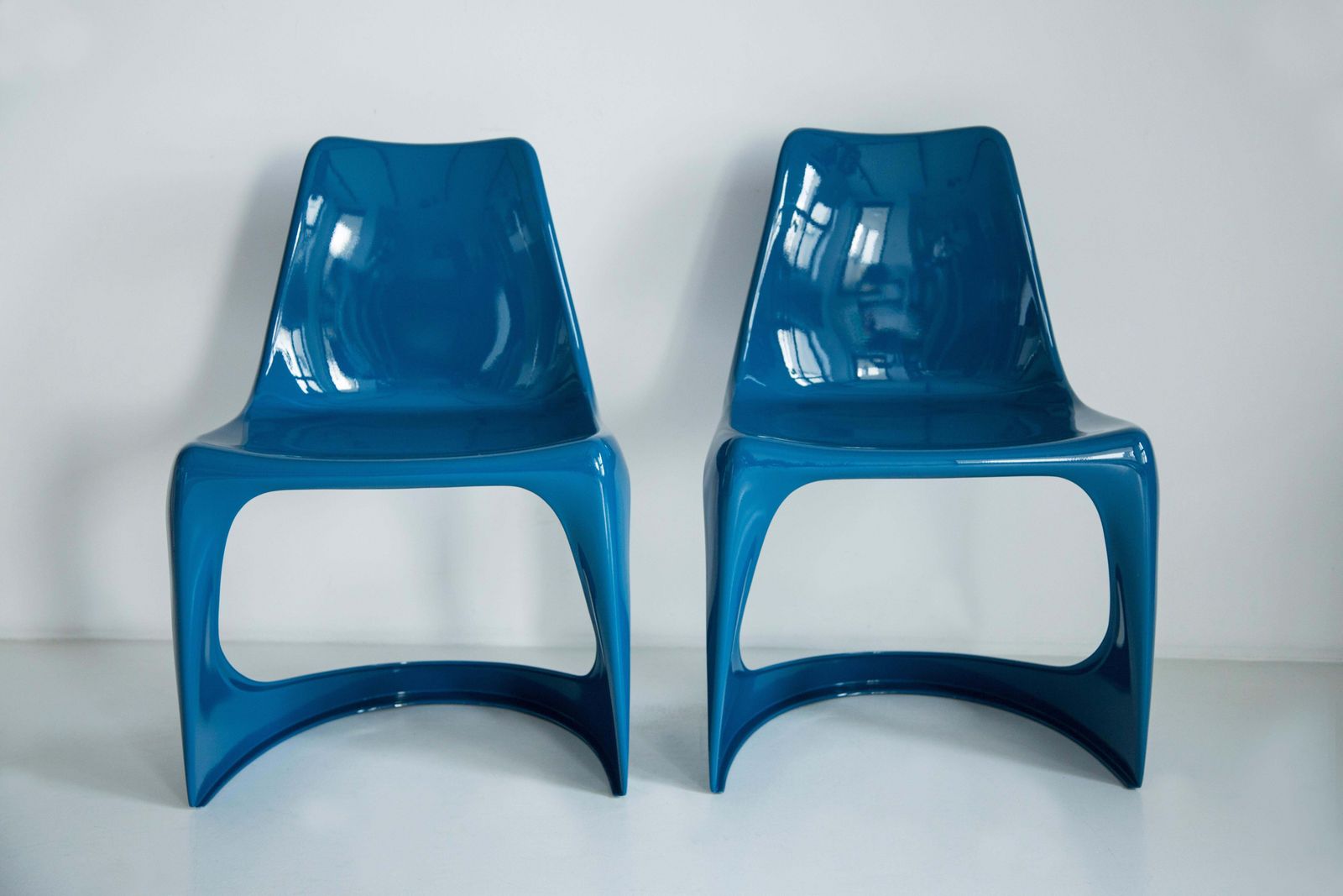 1544.0 Set Of Two Mid Century Sea Blue Cado Chairs, Steen østergaard, Europe, 1960s photo