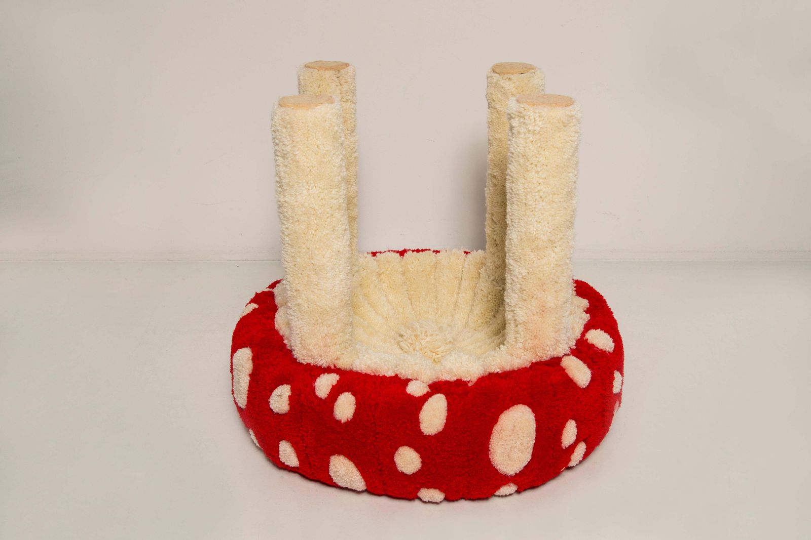 Set Of Two Mid Century Hand Tufting Mushroom Wool Stools, Europe, 1960s photo 2059.0
