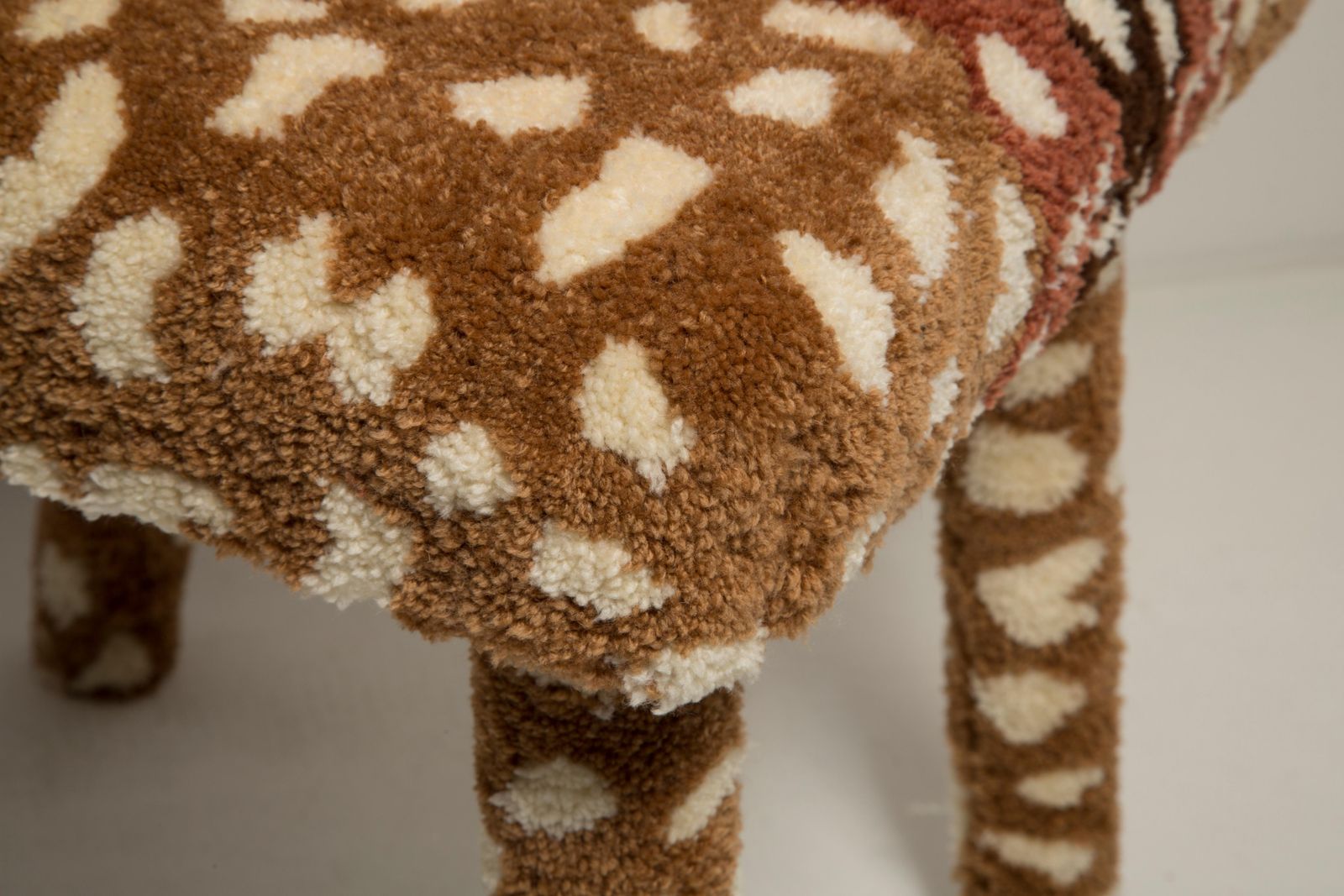 Set Of 4 Mid Century Hand Tufting Roe Deer Bambi Wool Shell Chairs, Europe 1960s photo vintage