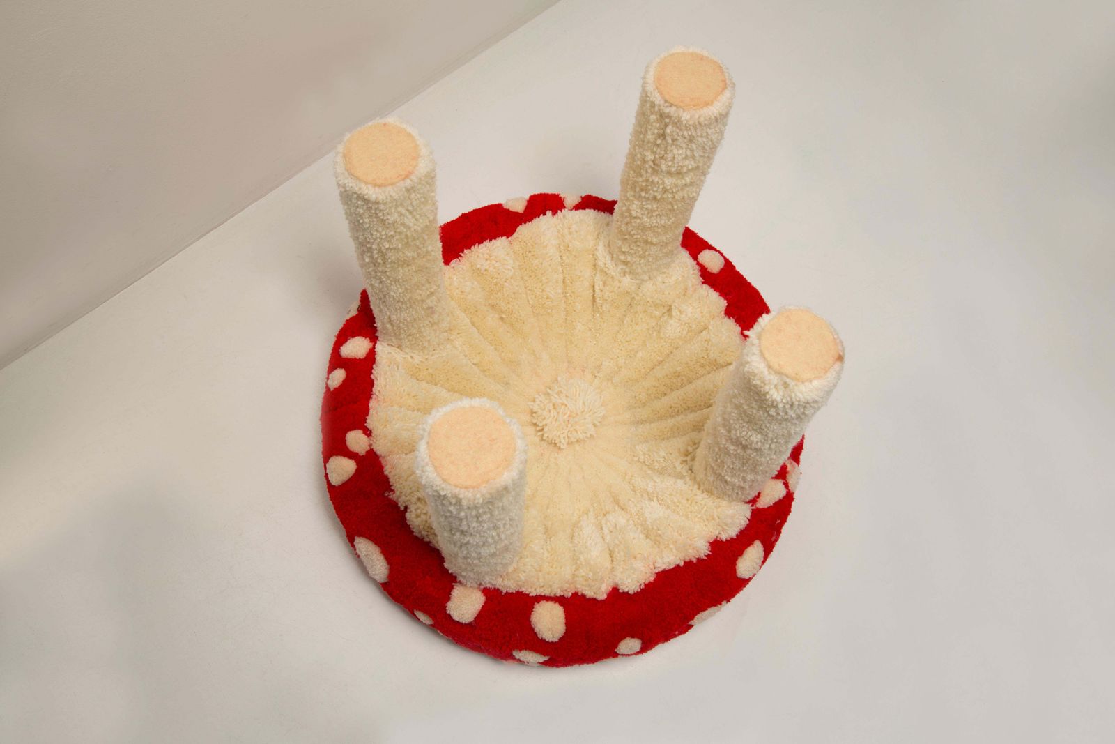 Set Of Two Mid Century Hand Tufting Mushroom Wool Stools, Europe, 1960s photo vintage