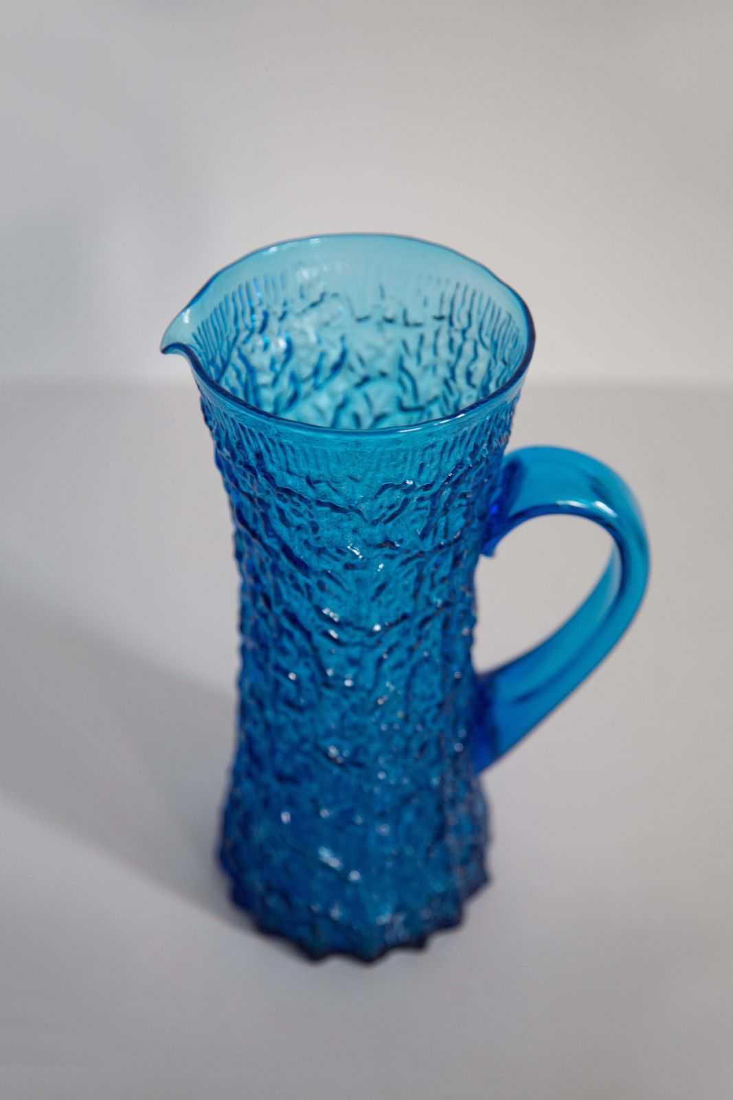 Mid Century Water Or Juice Pot, Pitcher, Blue Glass, Europe, 1960s photo vinterior