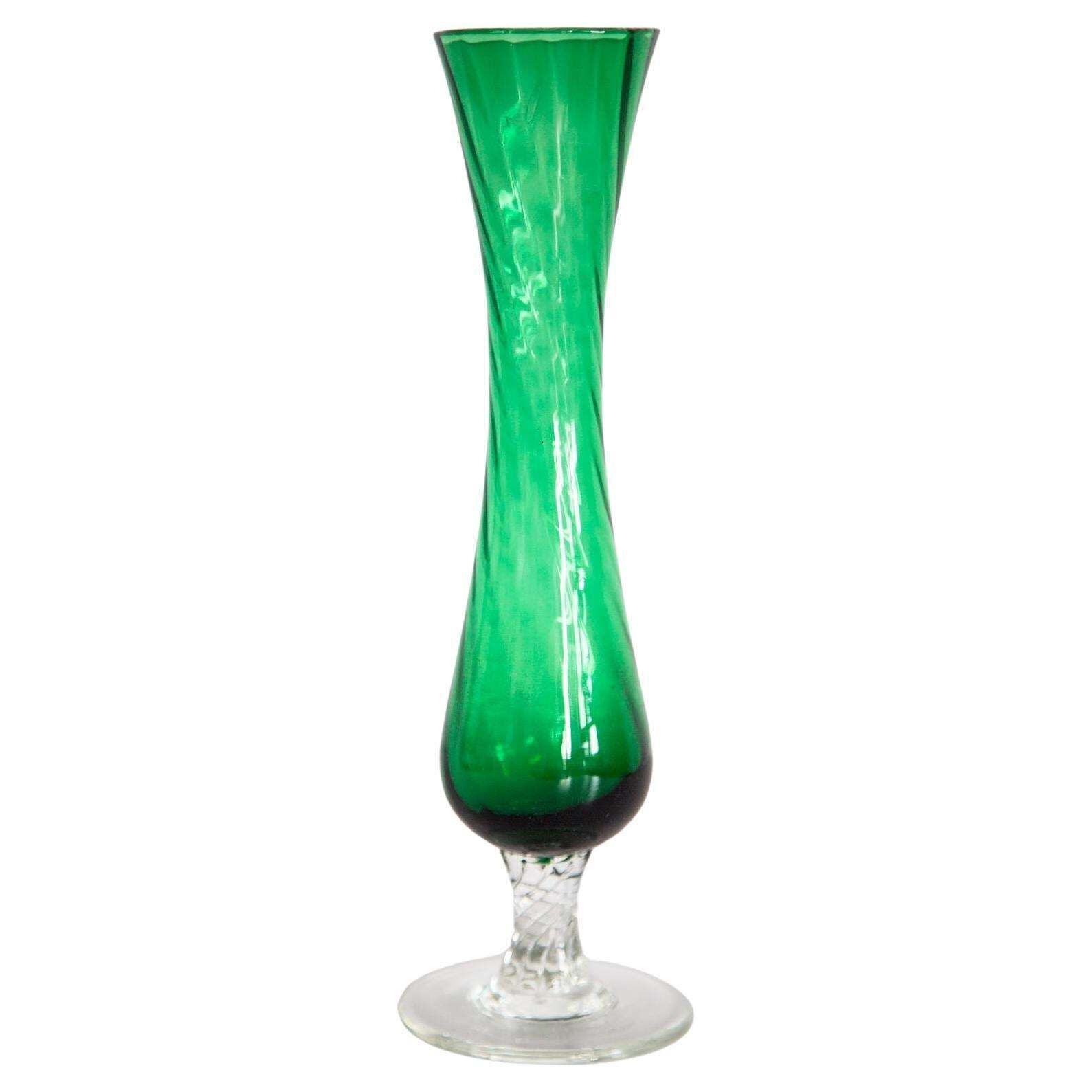 Mid Century Small Green Decorative Glass Vase, Europe, 1960s