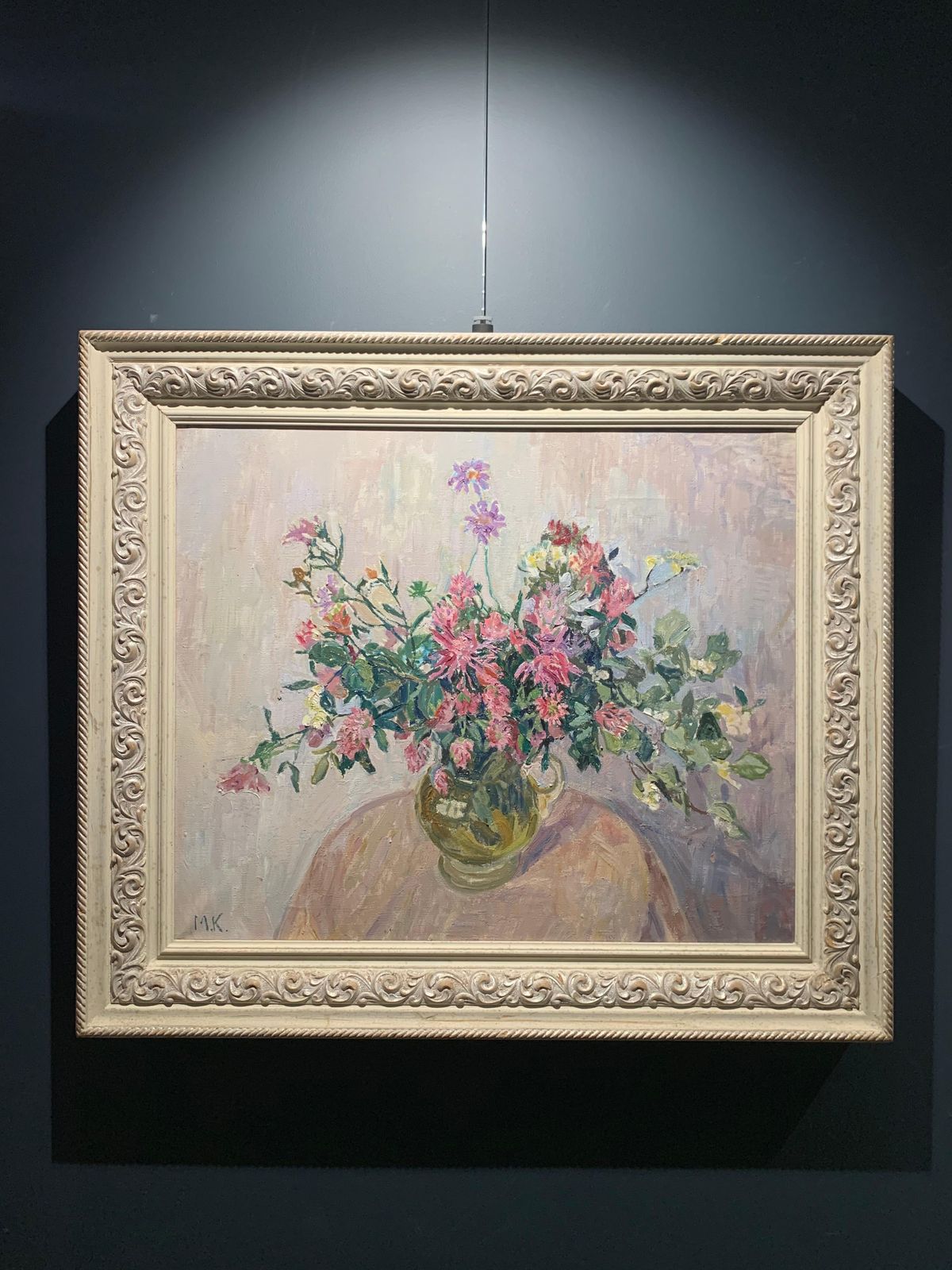 Maya Kopitzeva"Rose Flowers" Rose, Green, Flowers Cm. 66 X 55 Oil1980 photo for sale