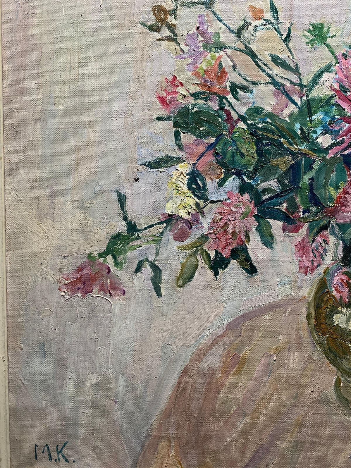 Maya Kopitzeva"Rose Flowers" Rose, Green, Flowers Cm. 66 X 55 Oil1980 photo vinterior
