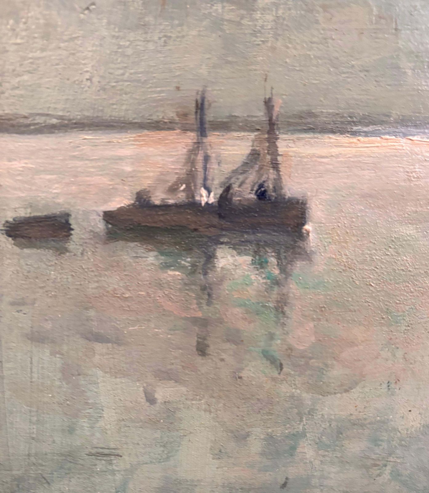 Henry Maurice Cahours"Solitudine" Paesaggio Con Barche A Vela Francia Del Nord   Cm. 37 X 211930 Ca photo Art