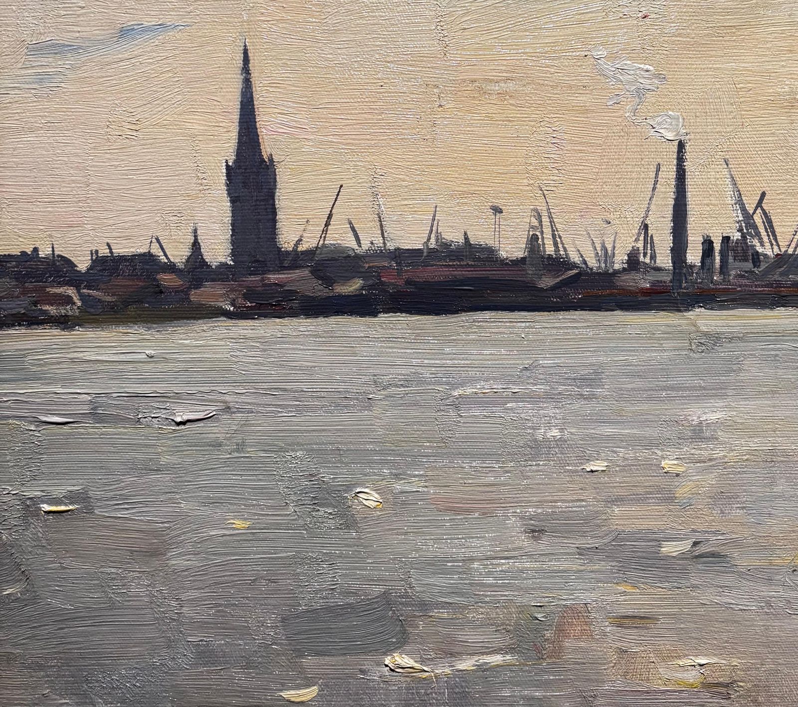 Boris Lavrenkocontroluce Sul Fiume Città Del Nord Europa Olio Cm. 56 X 36  19701970 photo Art