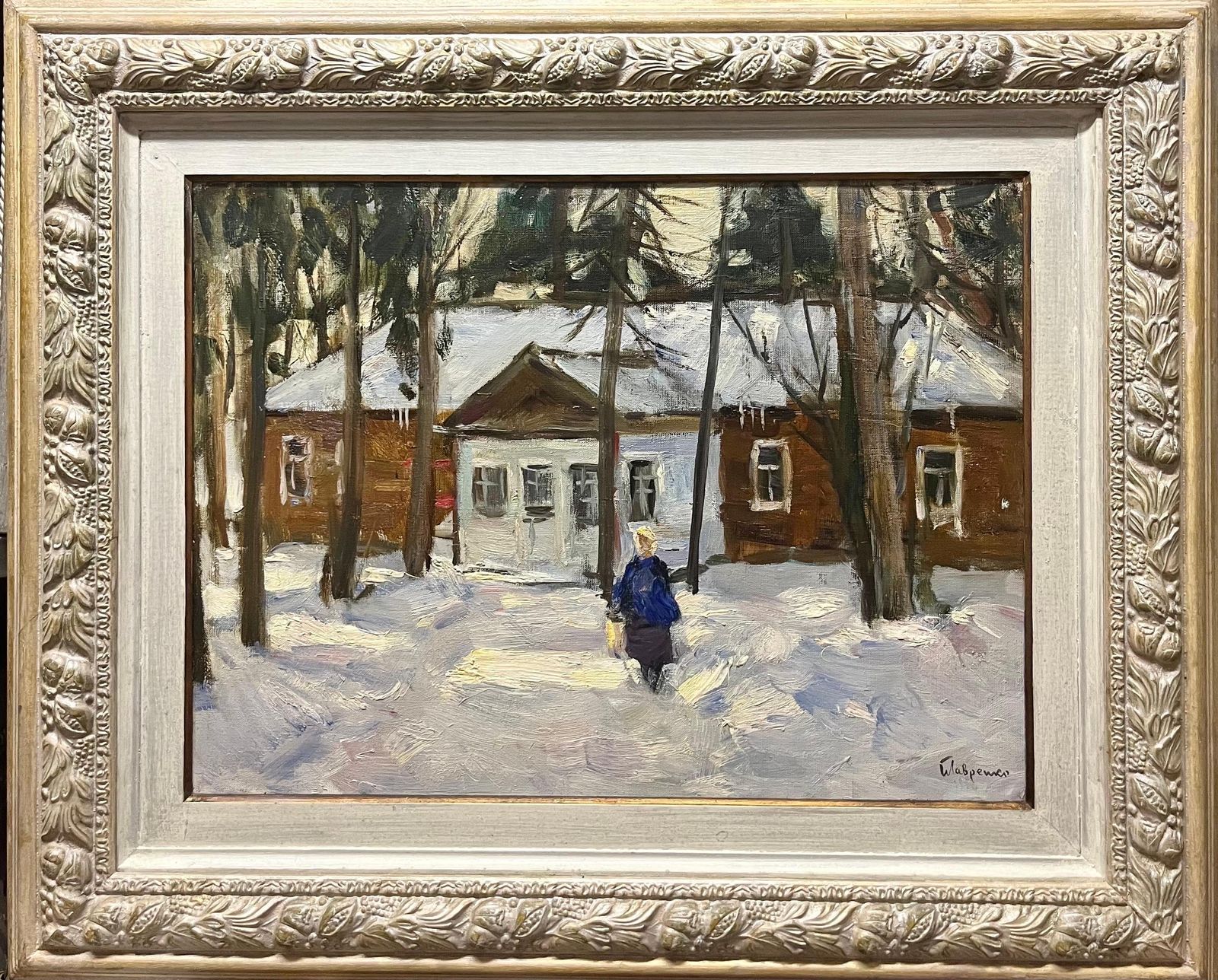 Boris Lavrenko"Red House In The Woods" Winter, Oil Cm.  55 X 41  19841984