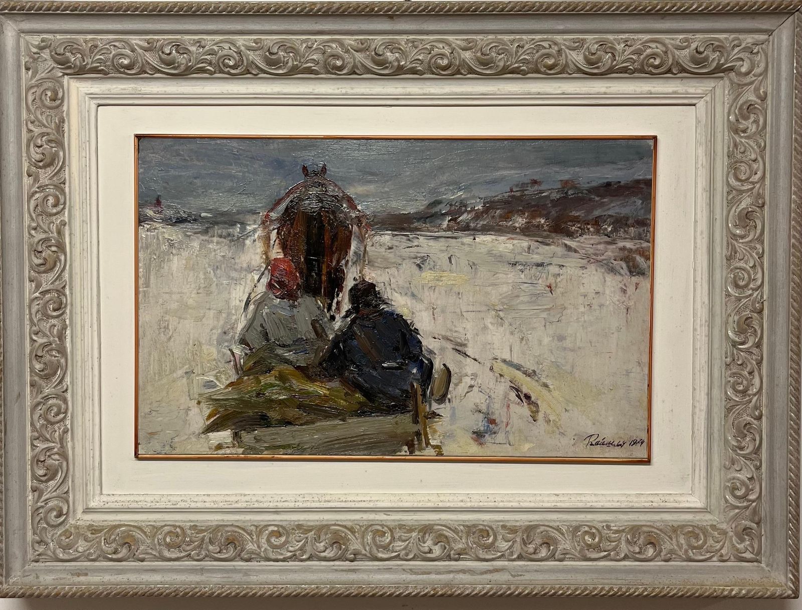 Leonid Vaichilia"Sled In The Snow" Oil Cm. 50 X 30 1974