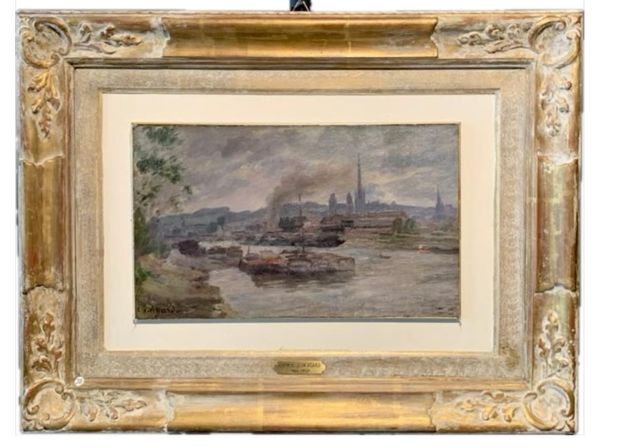 Charles Jean Agard"View Of Rouen" France, Impressionist 19th Century, Oil On Cardboard, 18981898 photo furniture