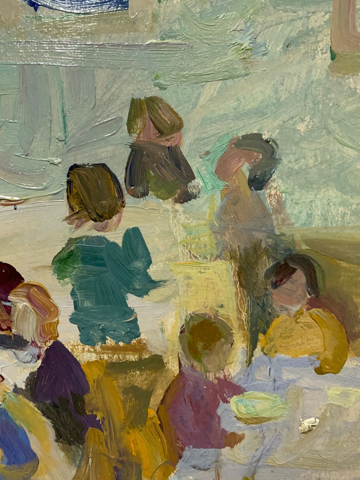 Nadezhda Vorobieva"Kindergarten, Children" Oil Cm. 36 X 48 , 1960 , Shipping Free1960 photo Art