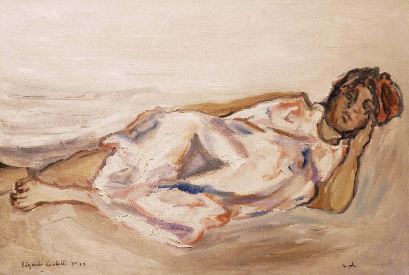 Edgardo Corbelli"Angela"  Oil  Cm. 100 X 70  19791979 photo furniture