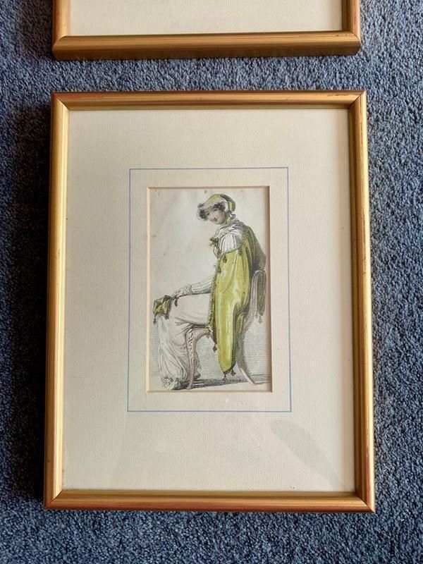 Set Of 2 Antique Ladies Fashion Prints photo for sale