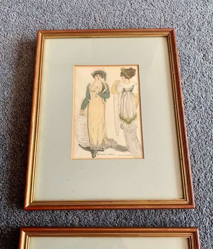 Set Of 2 Antique Ladies Fashion Prints photo for sale