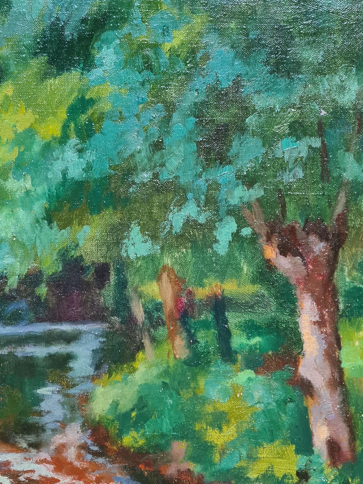 René Albert Raphaël Gouin French Impressionist Oil On Canvas, Picnic By The Riverbank Dejeuner Sur L'herbe photo vinterior