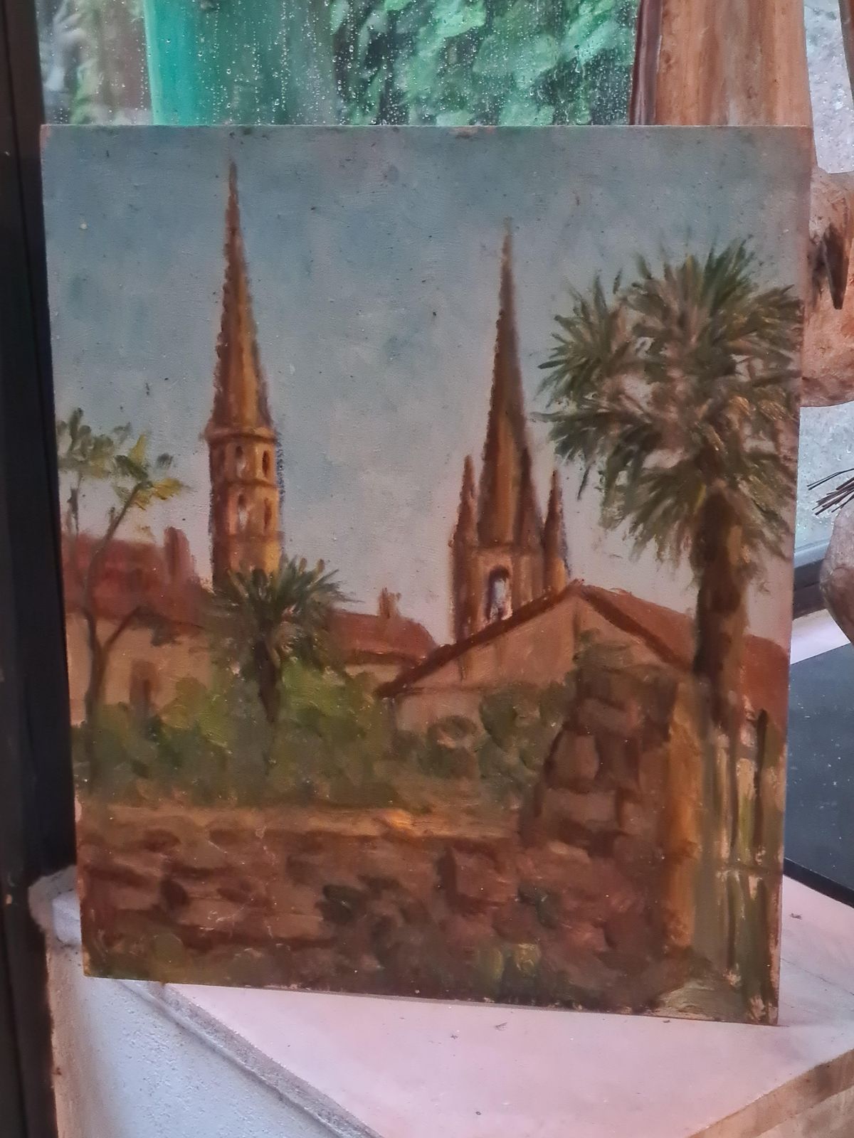 Georges Guerinfrench Impressionist Barbizon School Oil On Board, Palm Tree And Spires1930s photo furniture