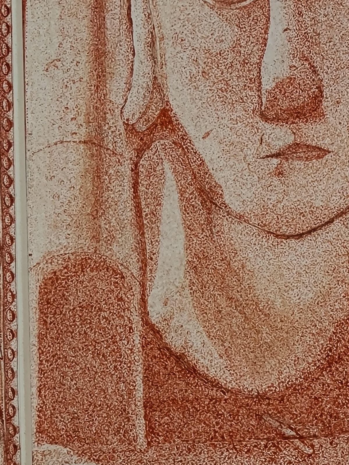 Unknownsanguine Watercolour Study Of A Cubist Head With Floral Painted Mount. photo 377.0