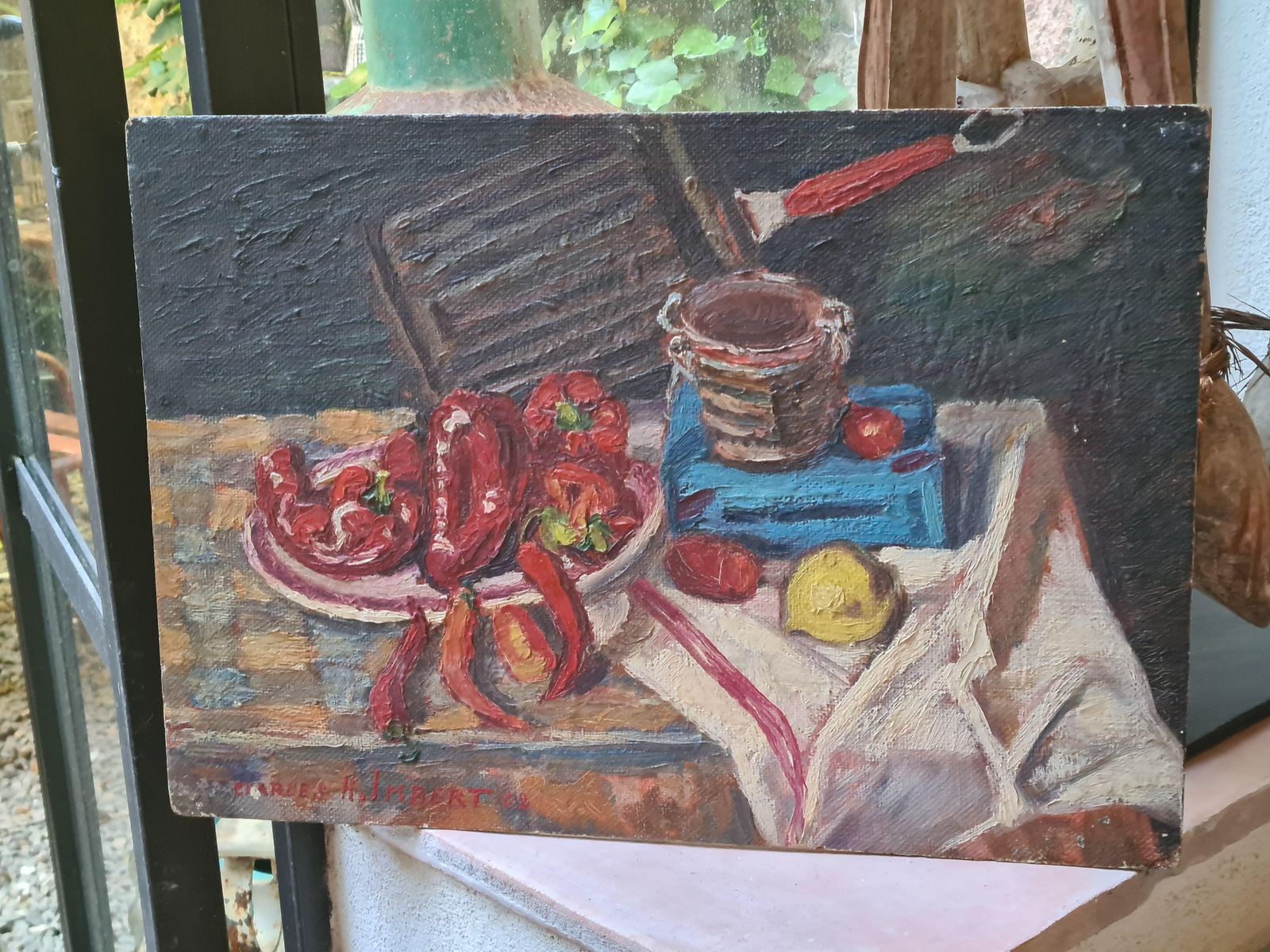 photo for sale Charles H Imbertfrench Post Impressionist Still Life, Red Peppers, Homage To Cezanne1962
