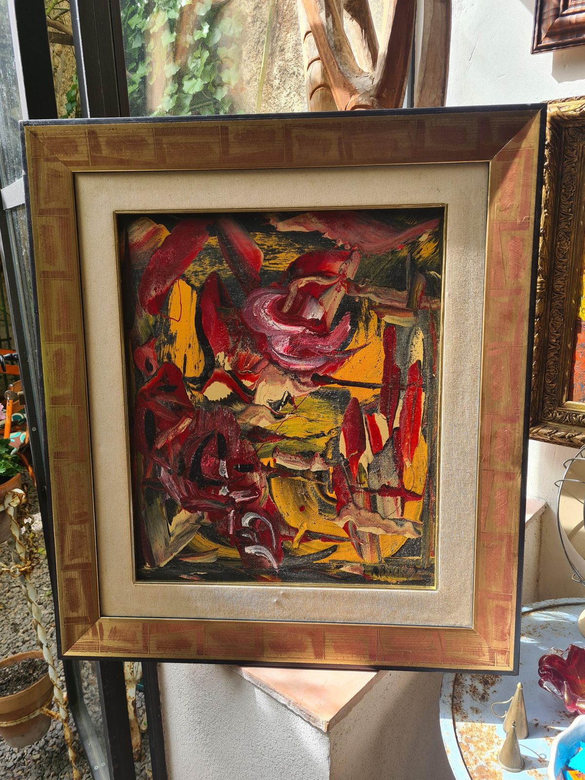 818.0 Abstrusfrench Abstract Expressionist Oil On Canvas, Les Alliance Au Crepuscule2000 photo