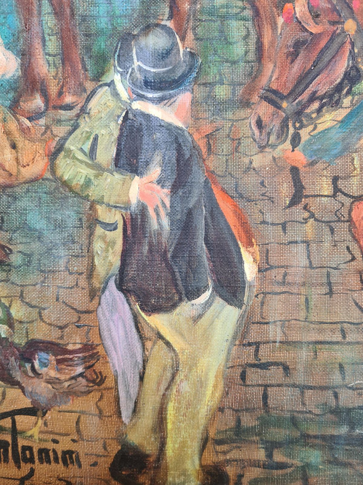 Tanimlarge Scale Early 20th Century Oil On Canvas, The Agriculture And Livestock Fair photo for sale