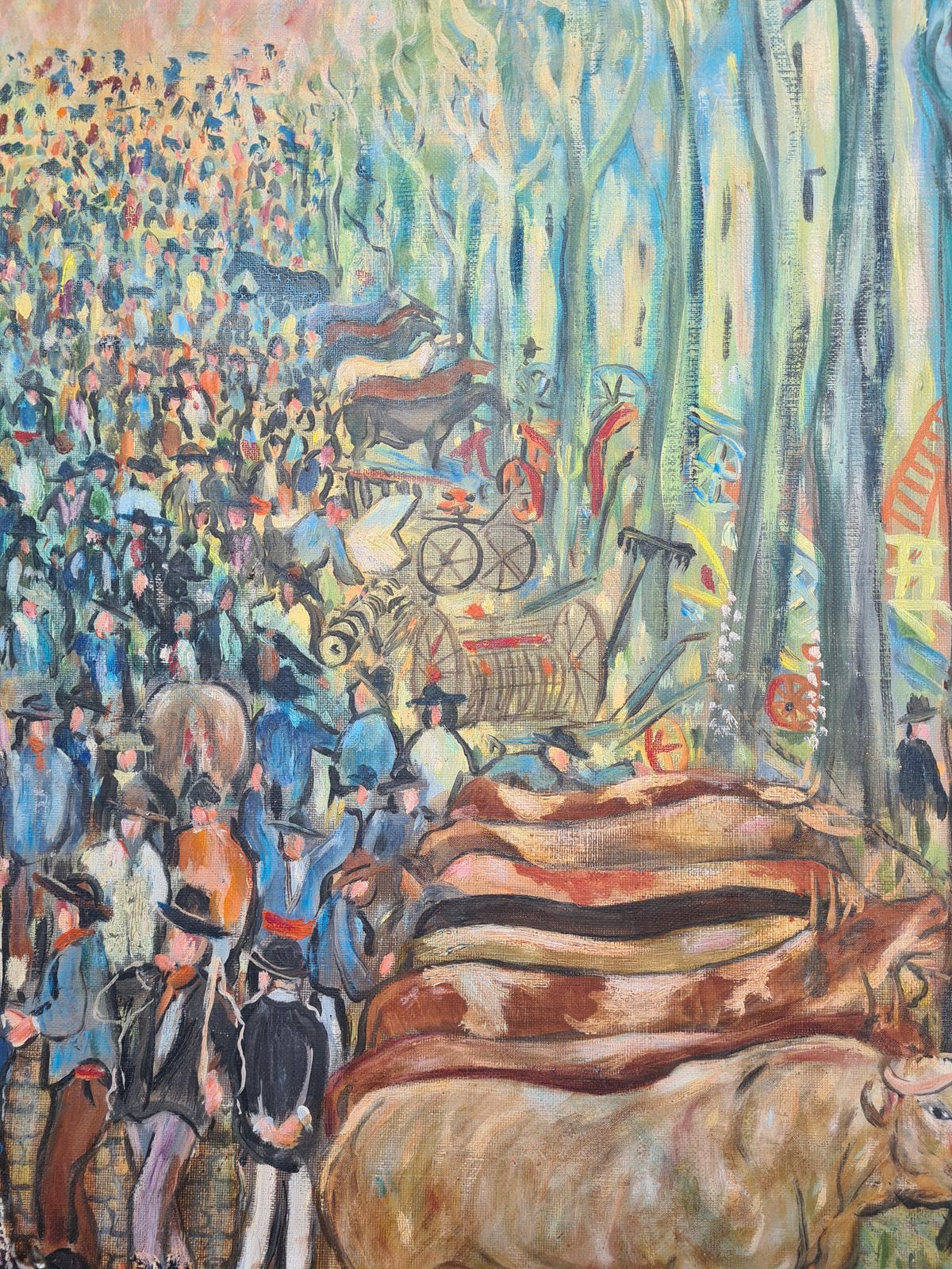 Tanimlarge Scale Early 20th Century Oil On Canvas, The Agriculture And Livestock Fair photo buy