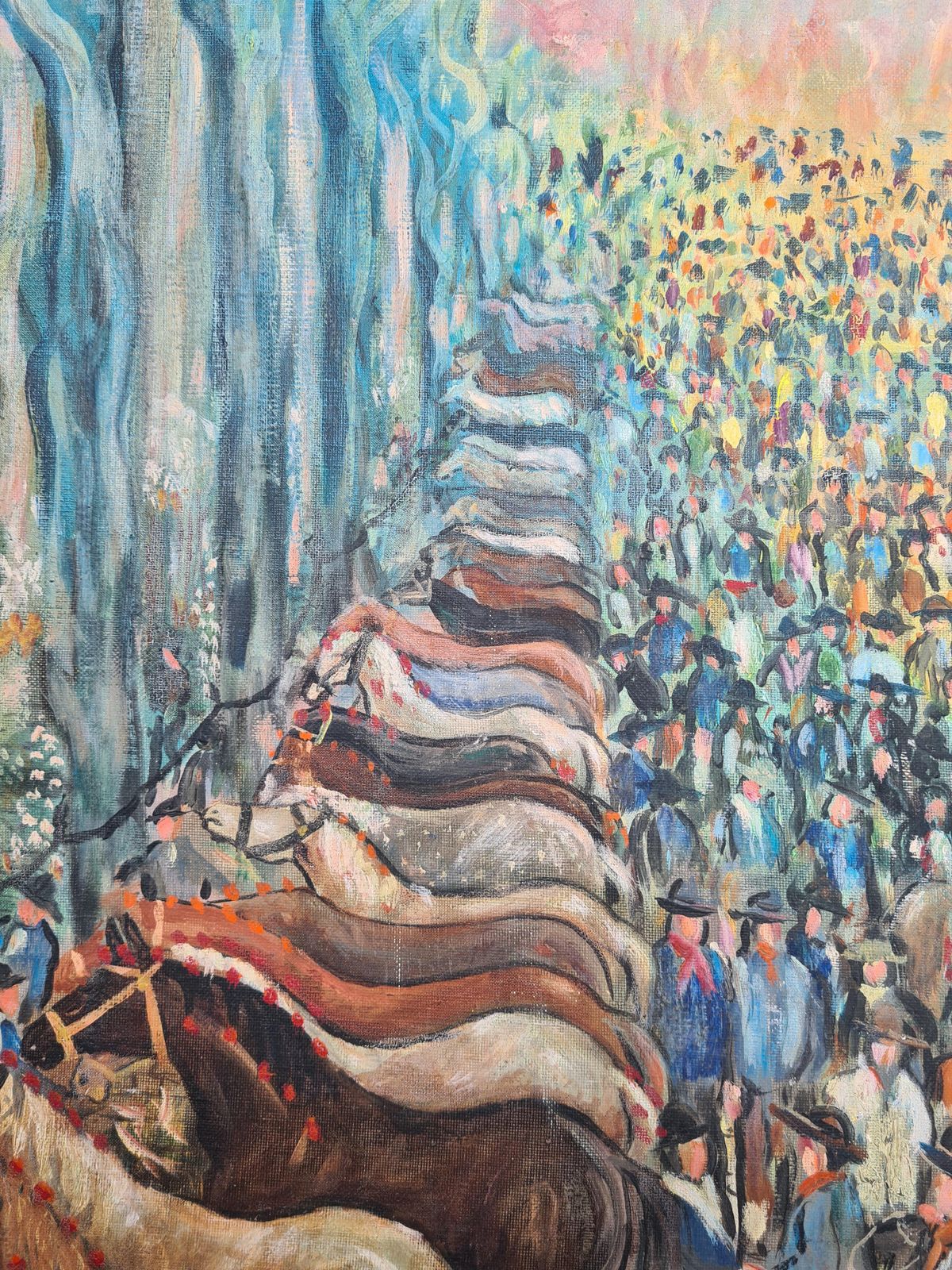 Art Tanimlarge Scale Early 20th Century Oil On Canvas, The Agriculture And Livestock Fair photo
