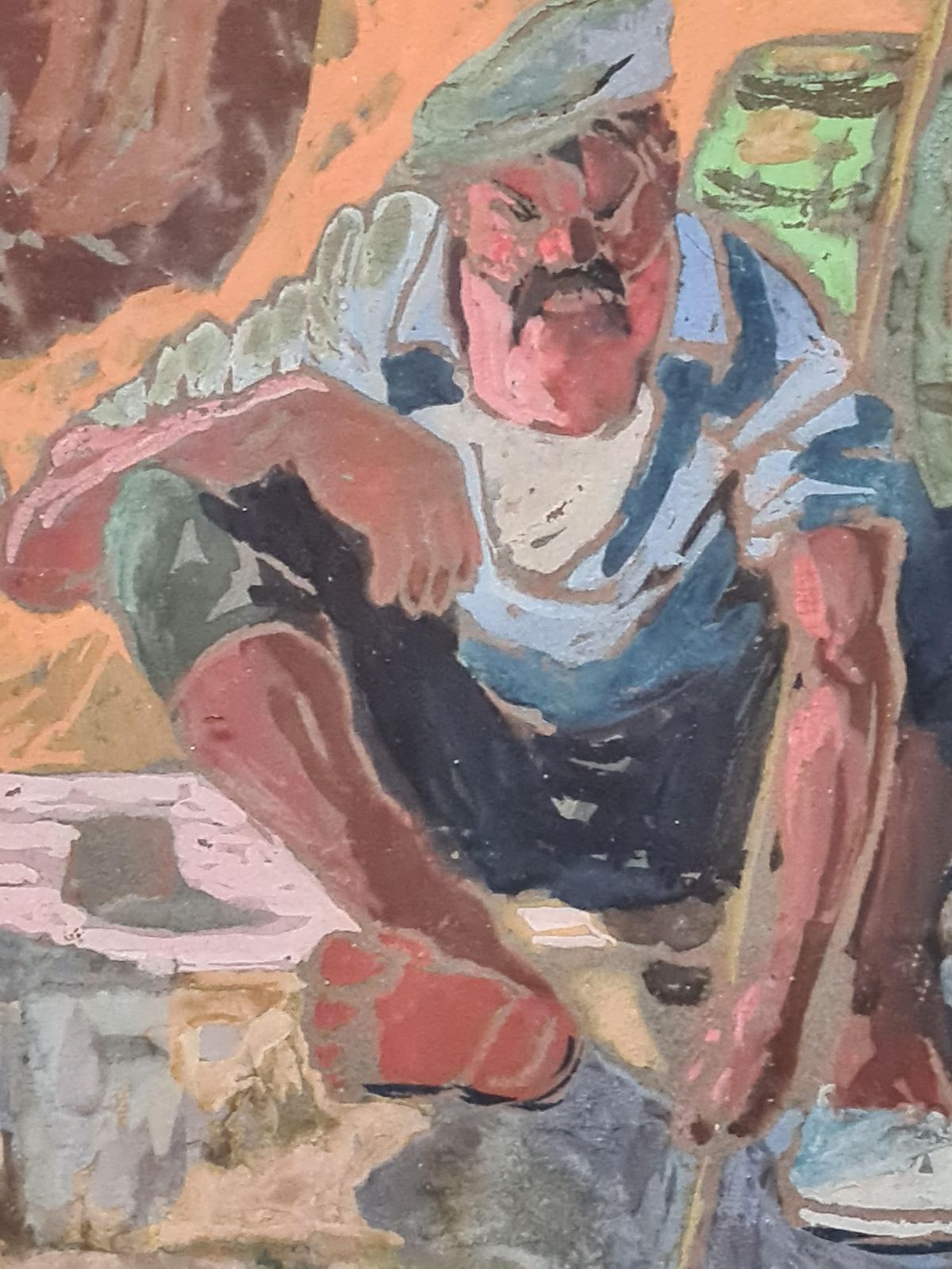 Louis Henri Magnatearly 20th Century French Gouache On Paper, The Frog And The Fisherman photo for sale