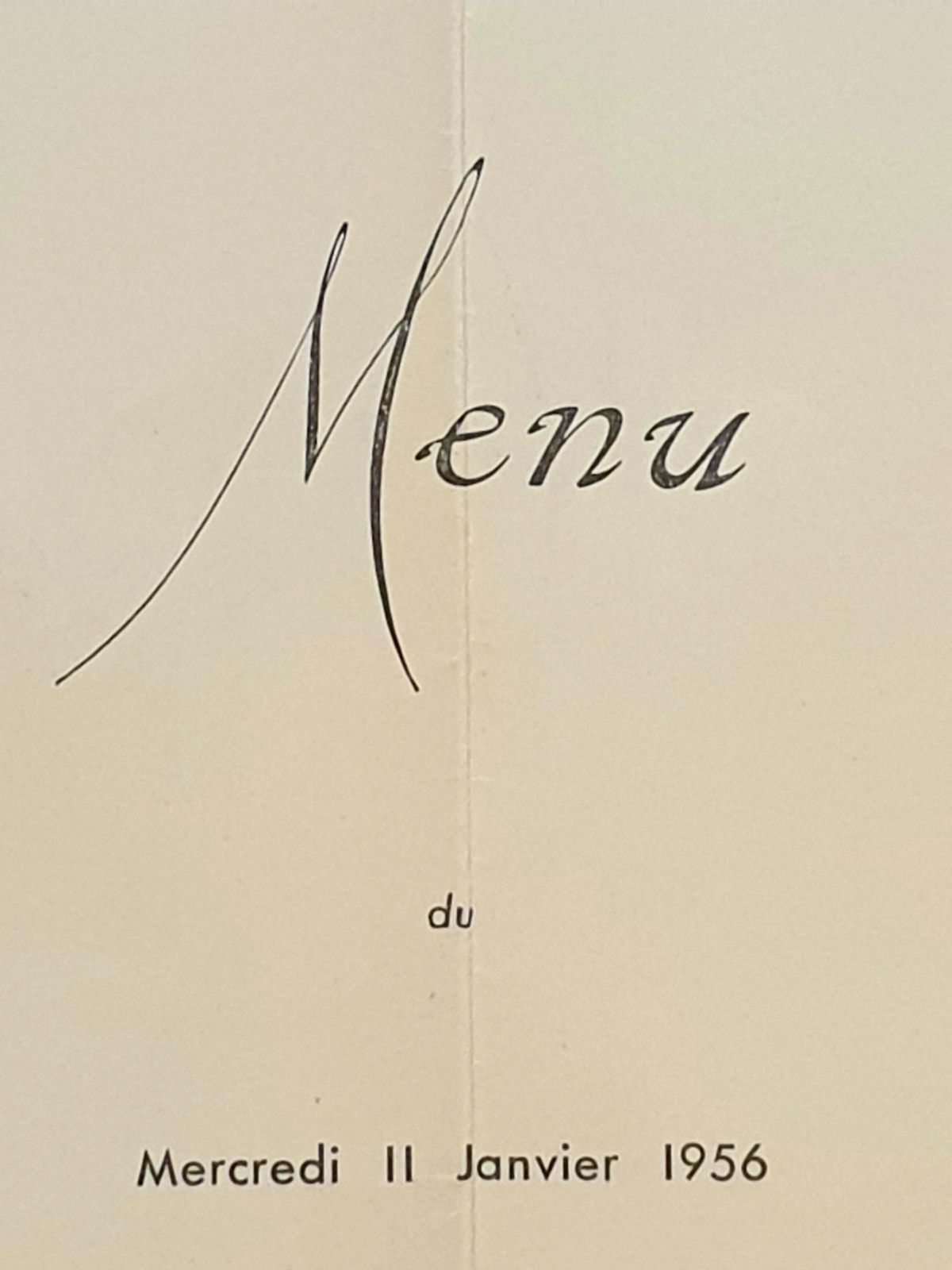 photo vintage Jean Mercier, Mid Century Original Printed Menu, Transatlantic French Line, 'Ile De France' From 1956
