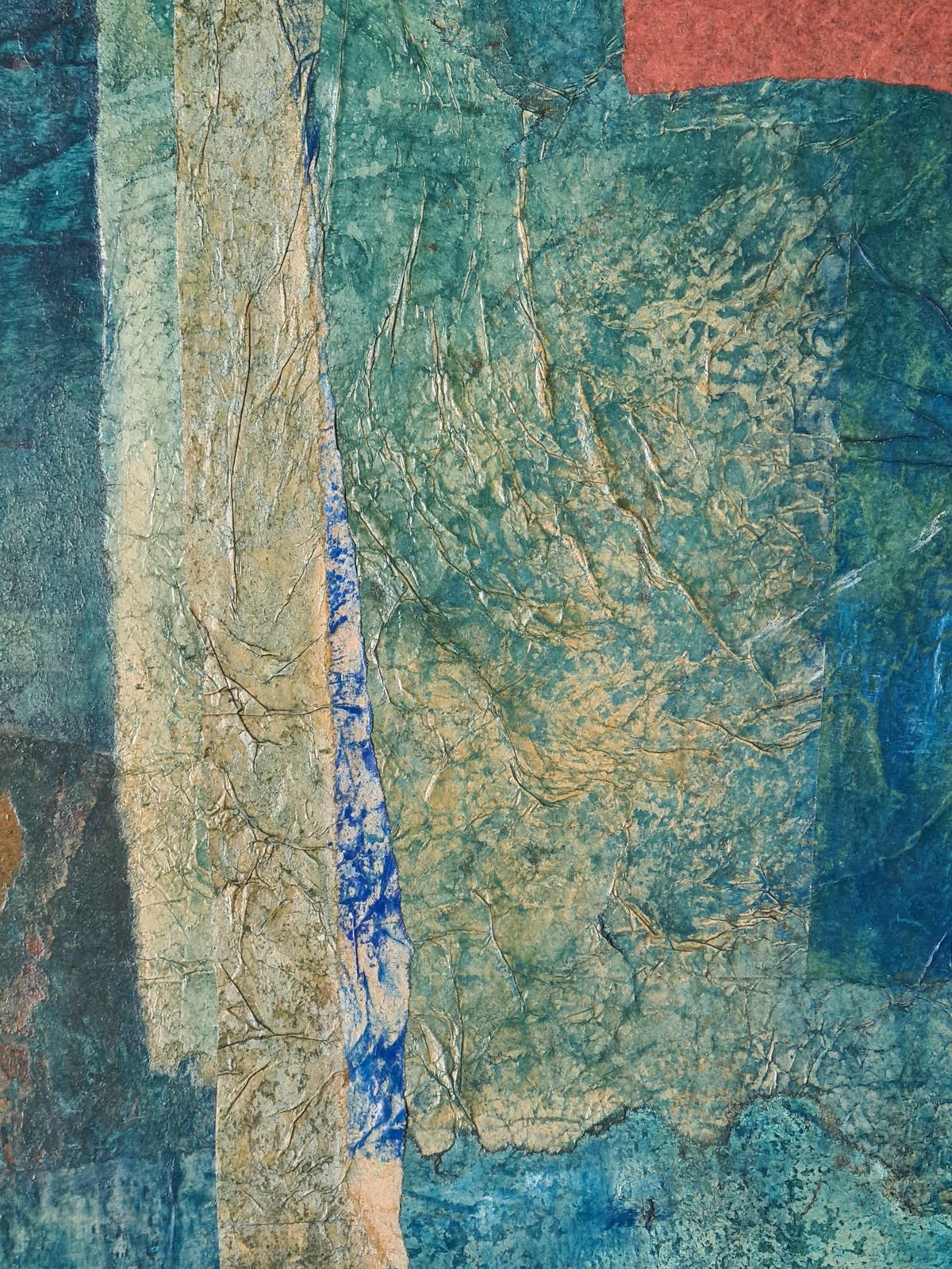French Mixed Media Abstract Expressionist, 'Symphony In Blue And Red' From 1992 By Danièle Jaquillard photo 1887.0