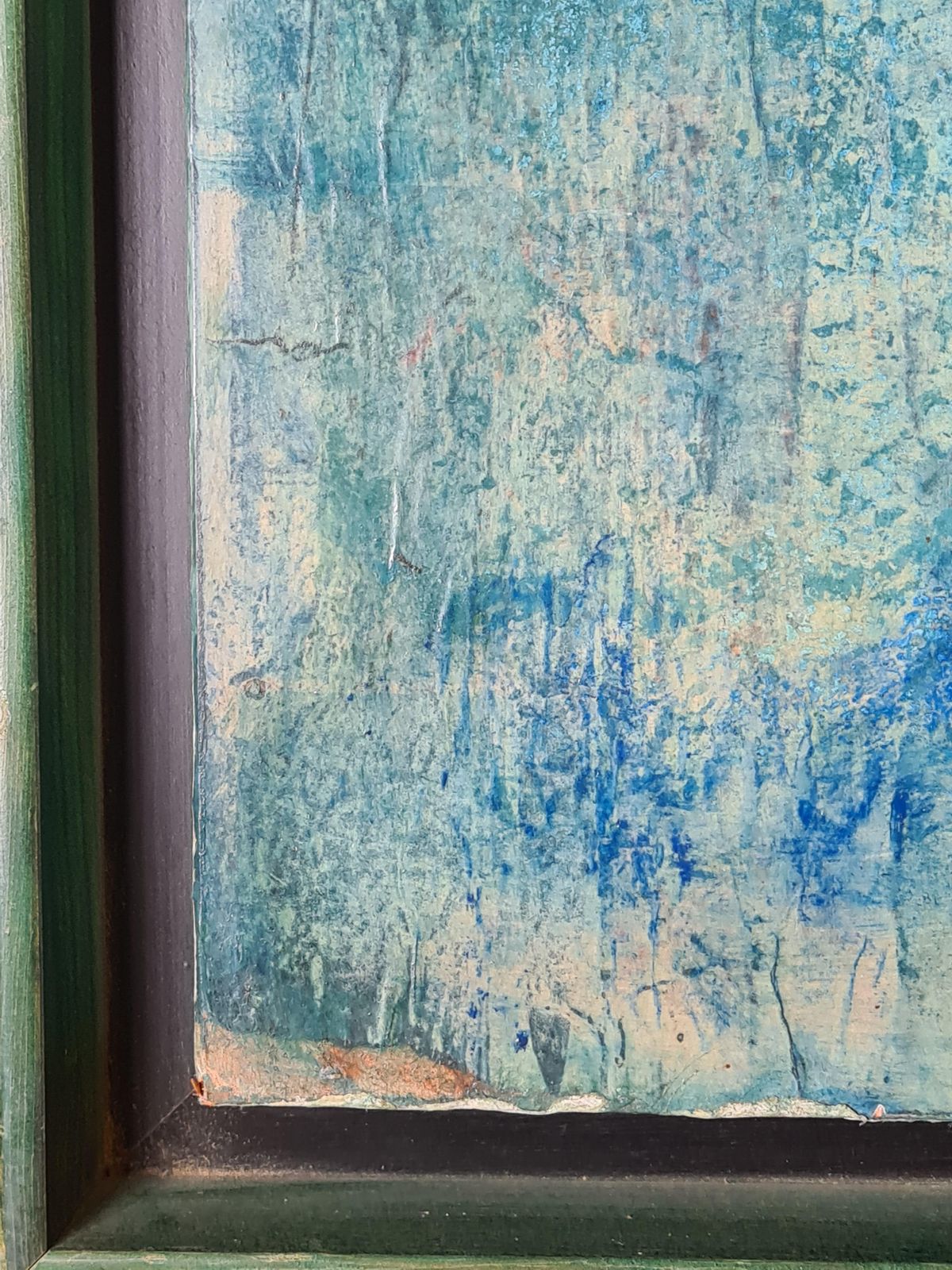 photo furniture French Mixed Media Abstract Expressionist, 'Symphony In Blue And Red' From 1992 By Danièle Jaquillard