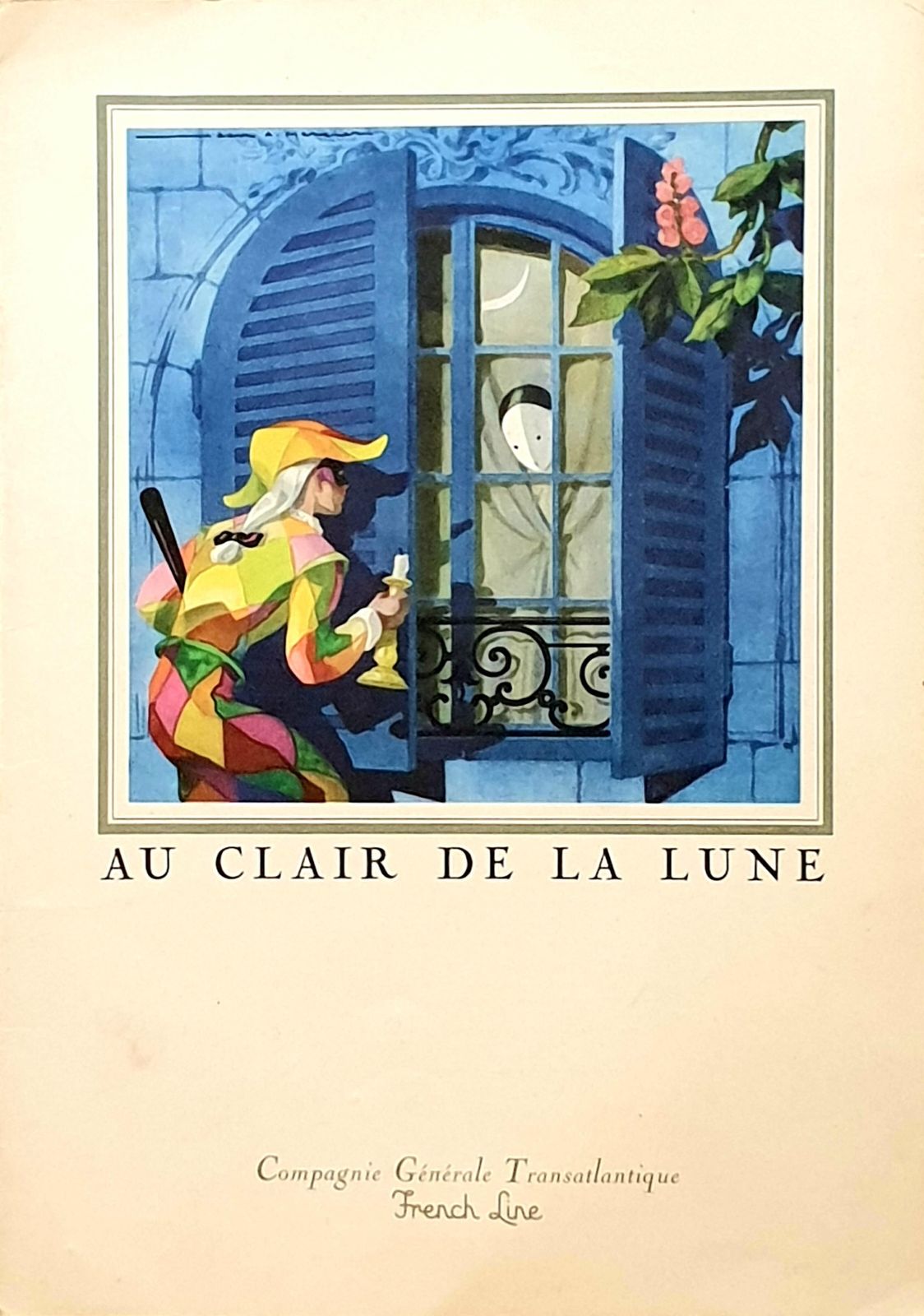 Jean Merciermid Century Original Printed Menu, Transatlantic French Line, 'Ile De France'.1956