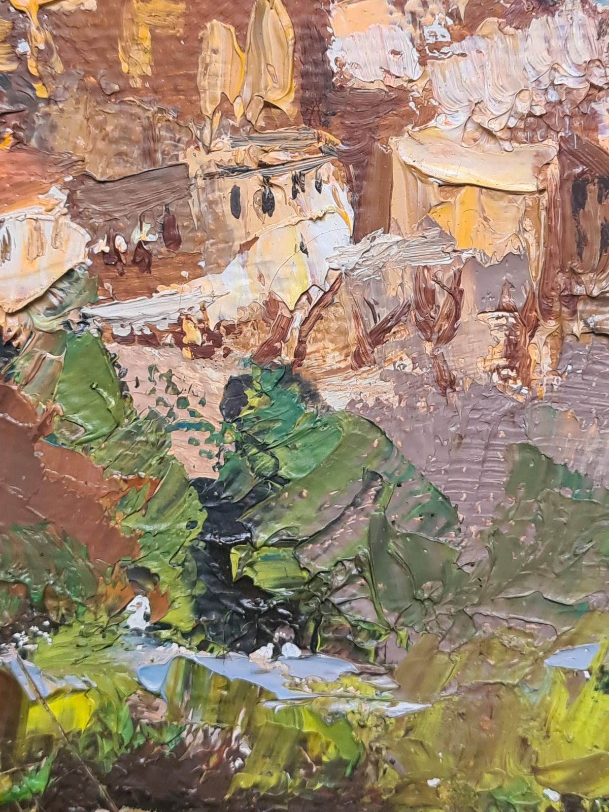 Saint Paul De Vence, Mid Century French Impressionist Oil On Canvas, The Village Perché, By Jules Gustave Lempereur photo vinterior