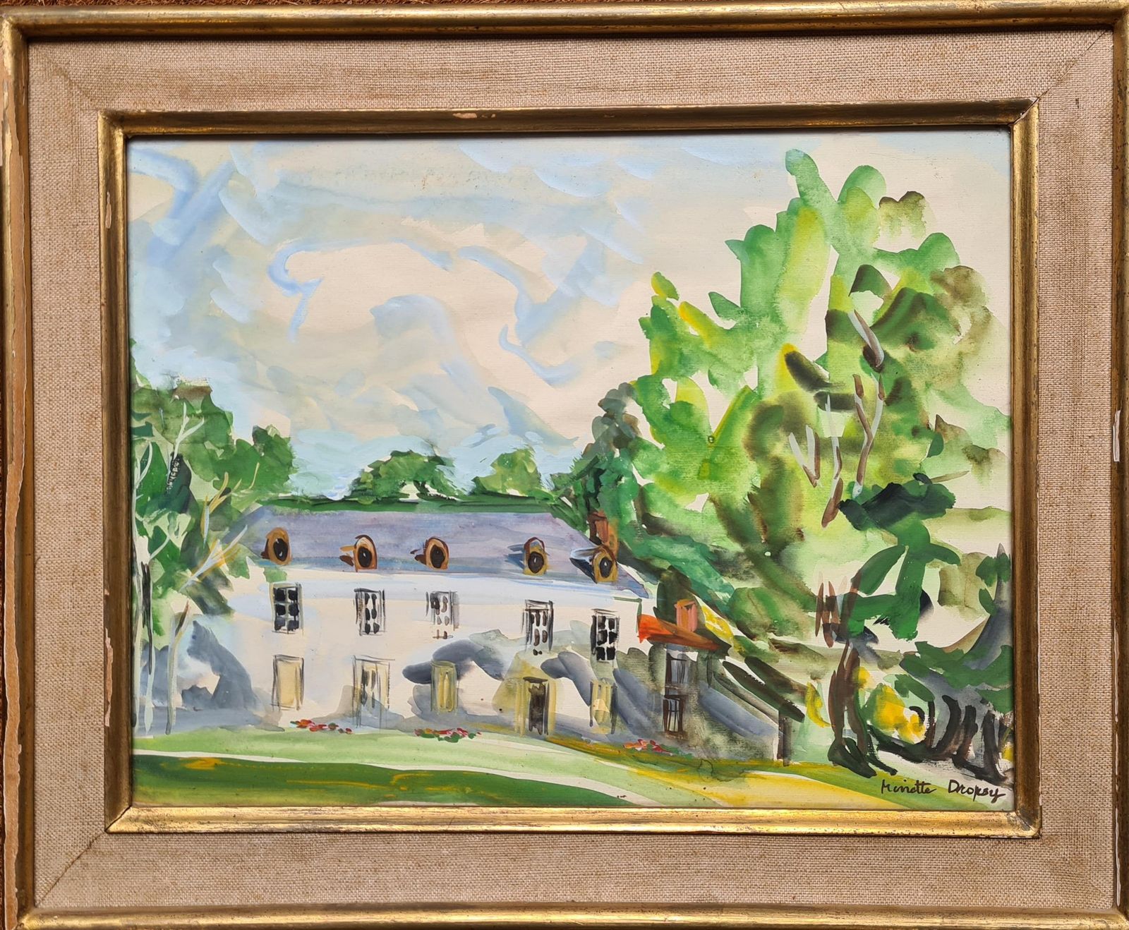 Minette Dropsymid 20th Century French Landscape, Watercolour, The Bastide