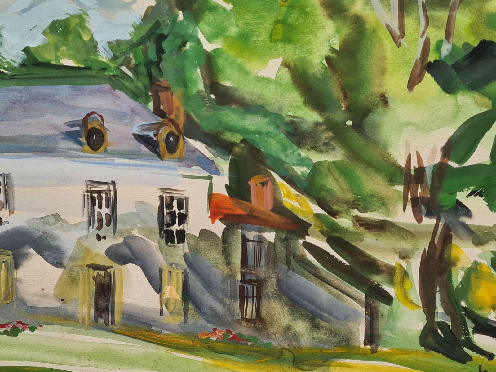 Minette Dropsymid 20th Century French Landscape, Watercolour, The Bastide photo Art