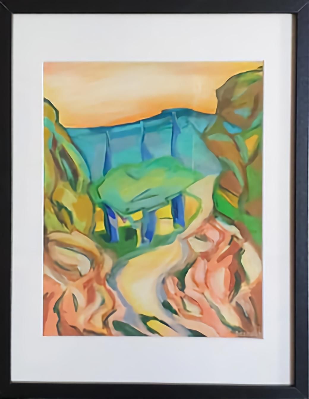 Bernadette Van Baarsen 'Cancan B'. Contemporary Fauvist Pastel Landscape.2023 photo furniture