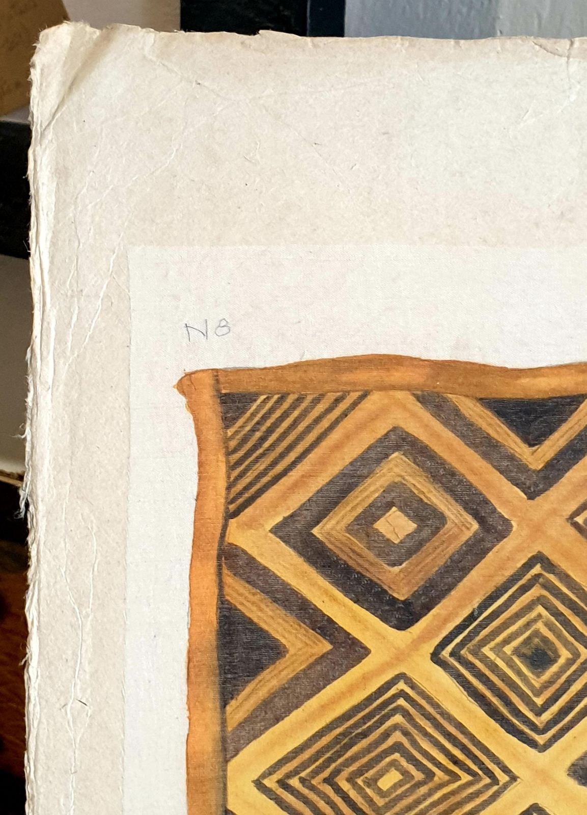 La Roche Laffitte, Painting Of An Antique Caucasian 'Kuba' Tribal Item, Watercolour On Silk photo vintage