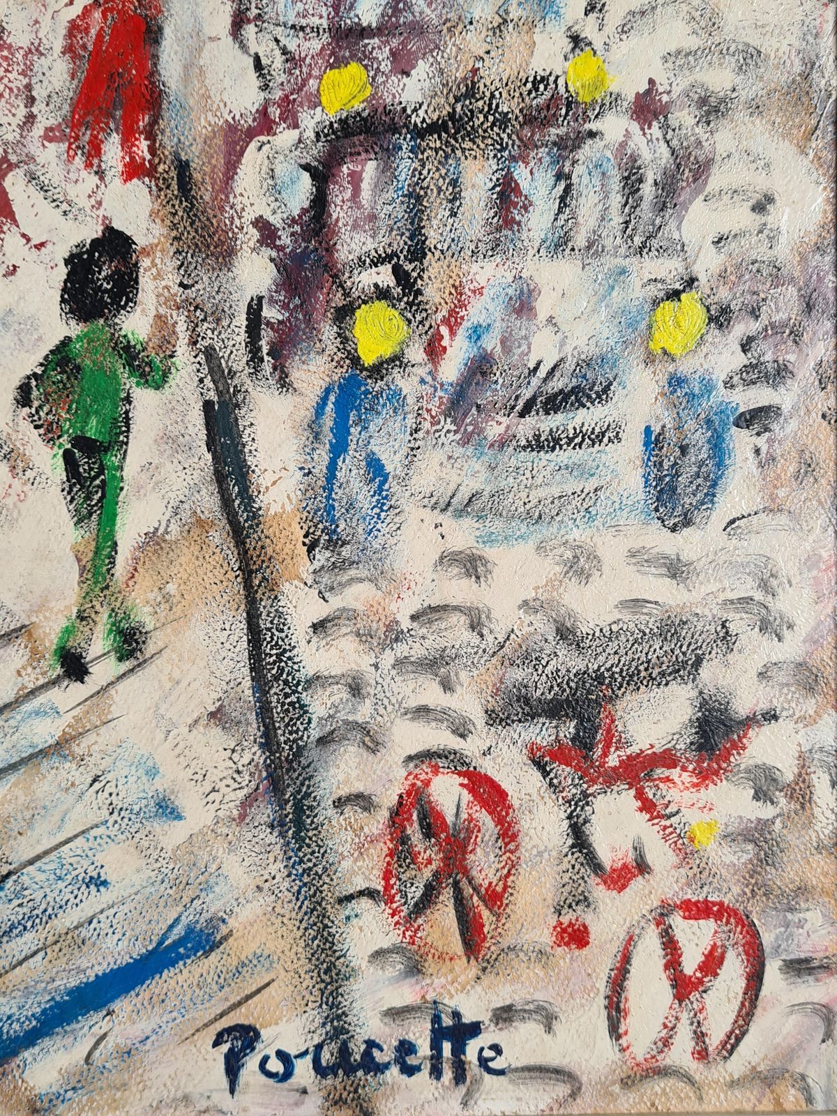 Nicola Ortis Poucette, L’art Naïf, Mid Century Modern, The Streets Of Paris. Oil On Board. From The 1960s photo vinterior