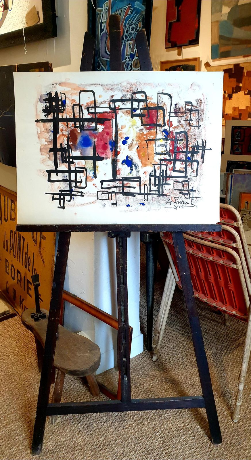 photo buy Abstract Expressionist Belgian Gouache On Paper, 1970s By André Pierard