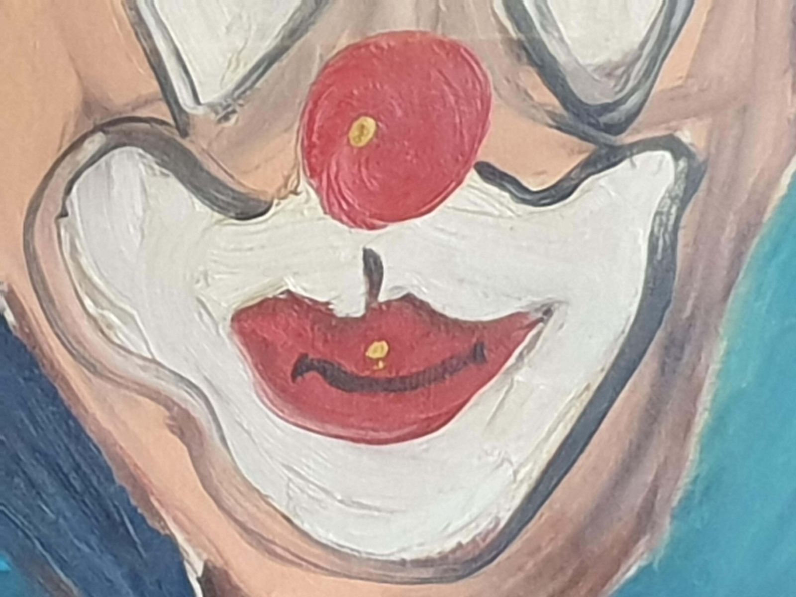 photo furniture Luciano Morterracoco The Clown In Top Hat And Bow Tie. Milan School, Italian Oil On Canvas.1976