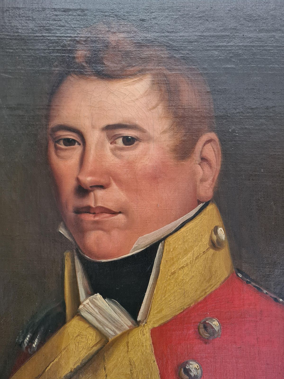18th Century Oil On Canvas Portrait, Major Alexander Brown In Military Uniform. (1799) photo furniture
